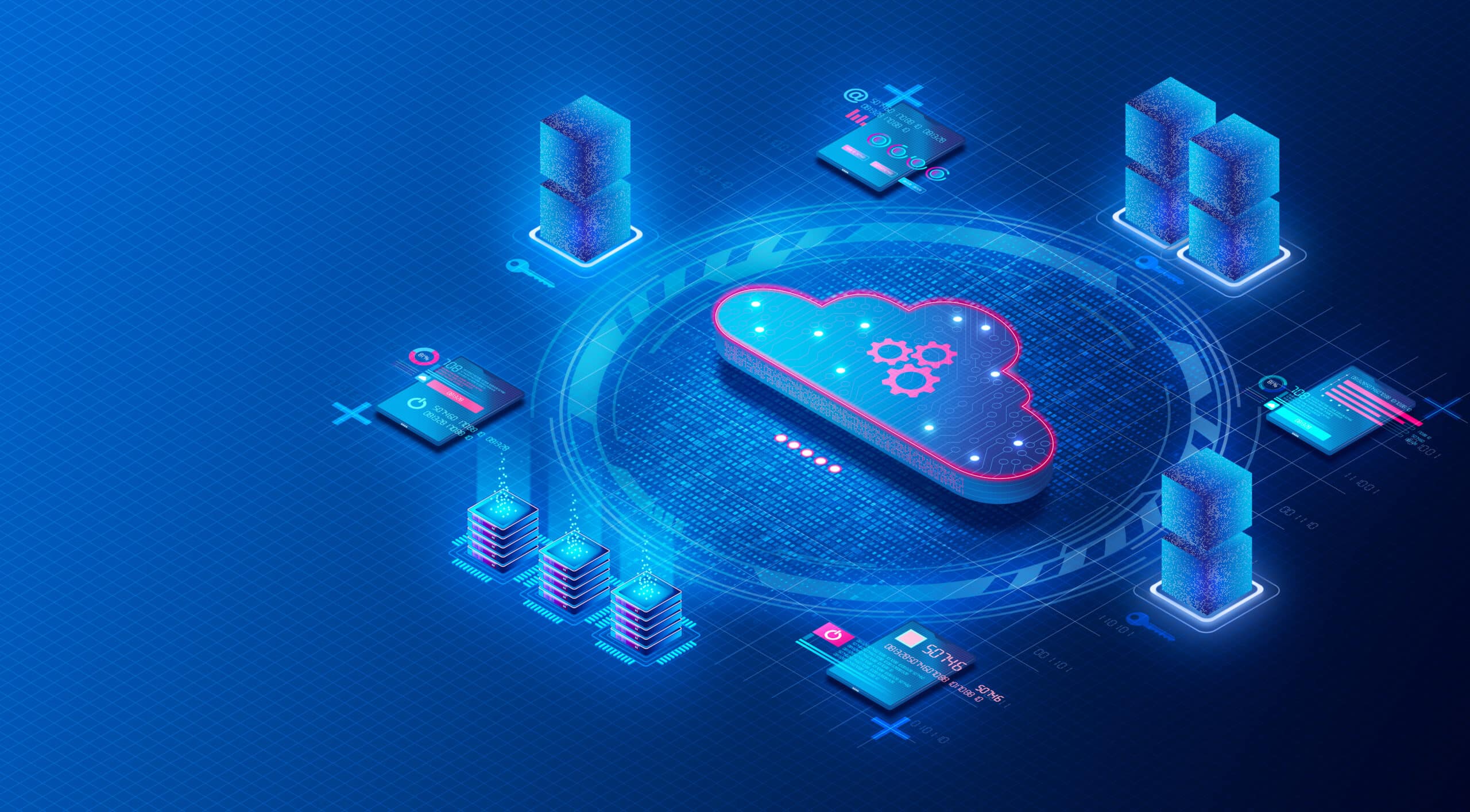 Cloud Database Management System Concept - Cloud-native Databases - Devices and Databases Surrounding Digital Cloud - Azure Active Directory