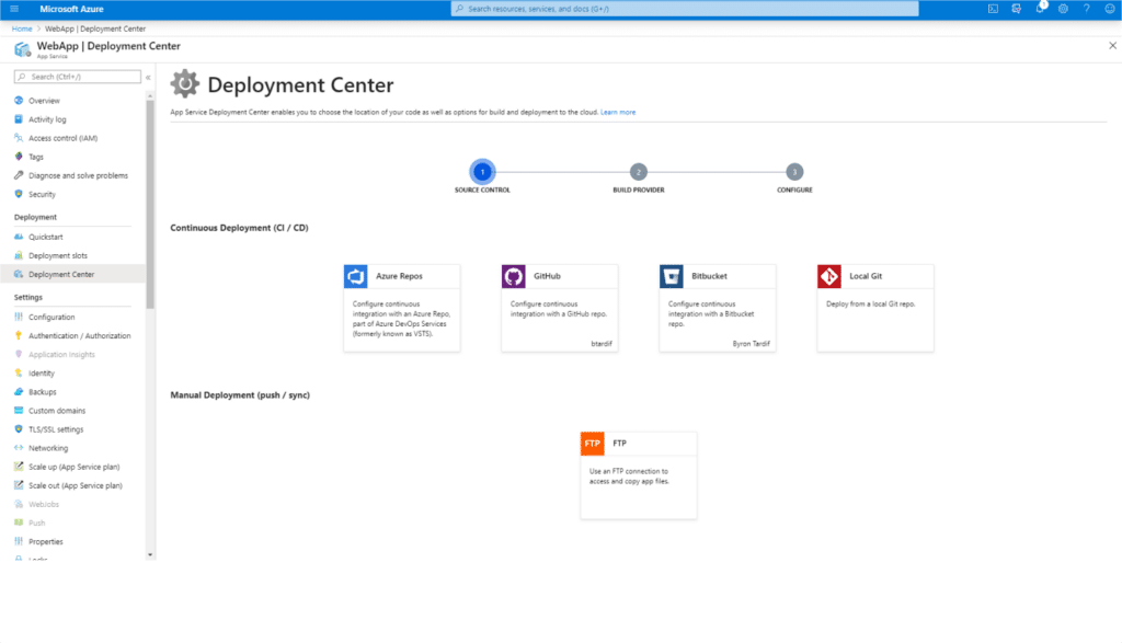 azure app service dashboard