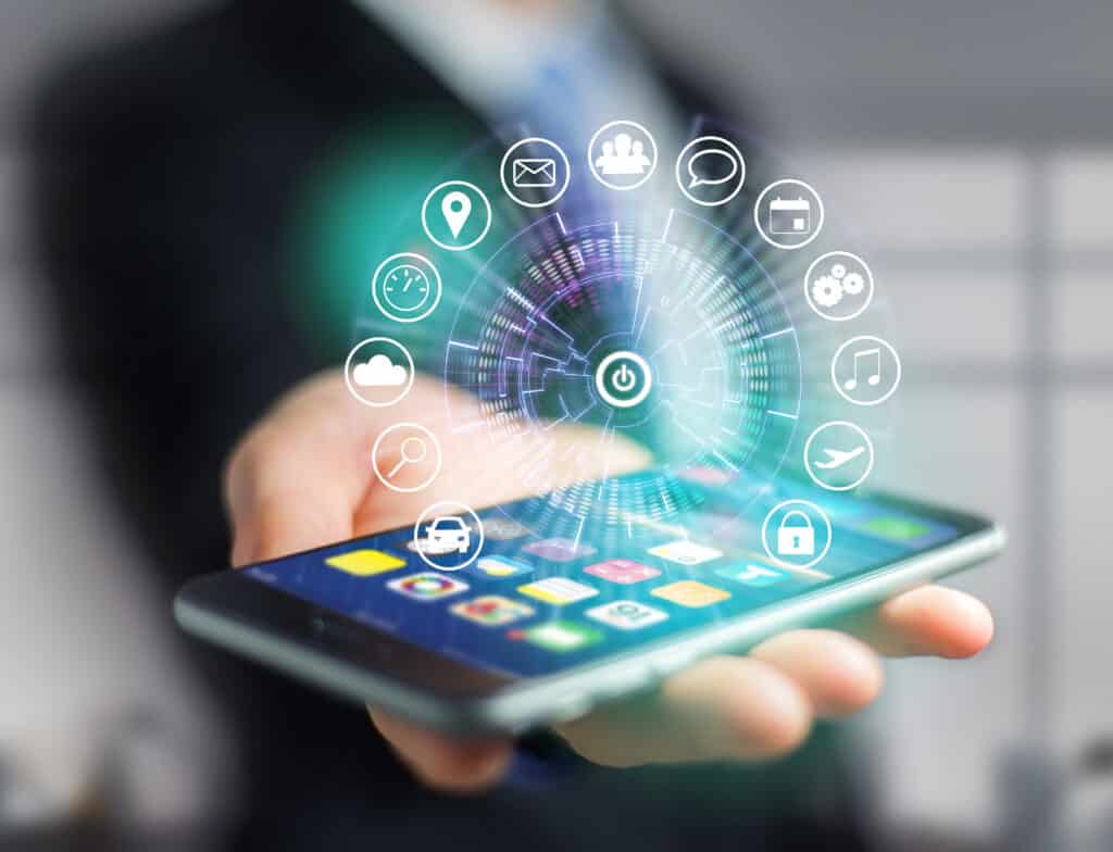 technology interface surrounded by application- power apps
