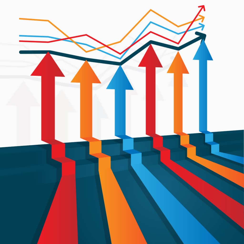 illustration of Colored arrows