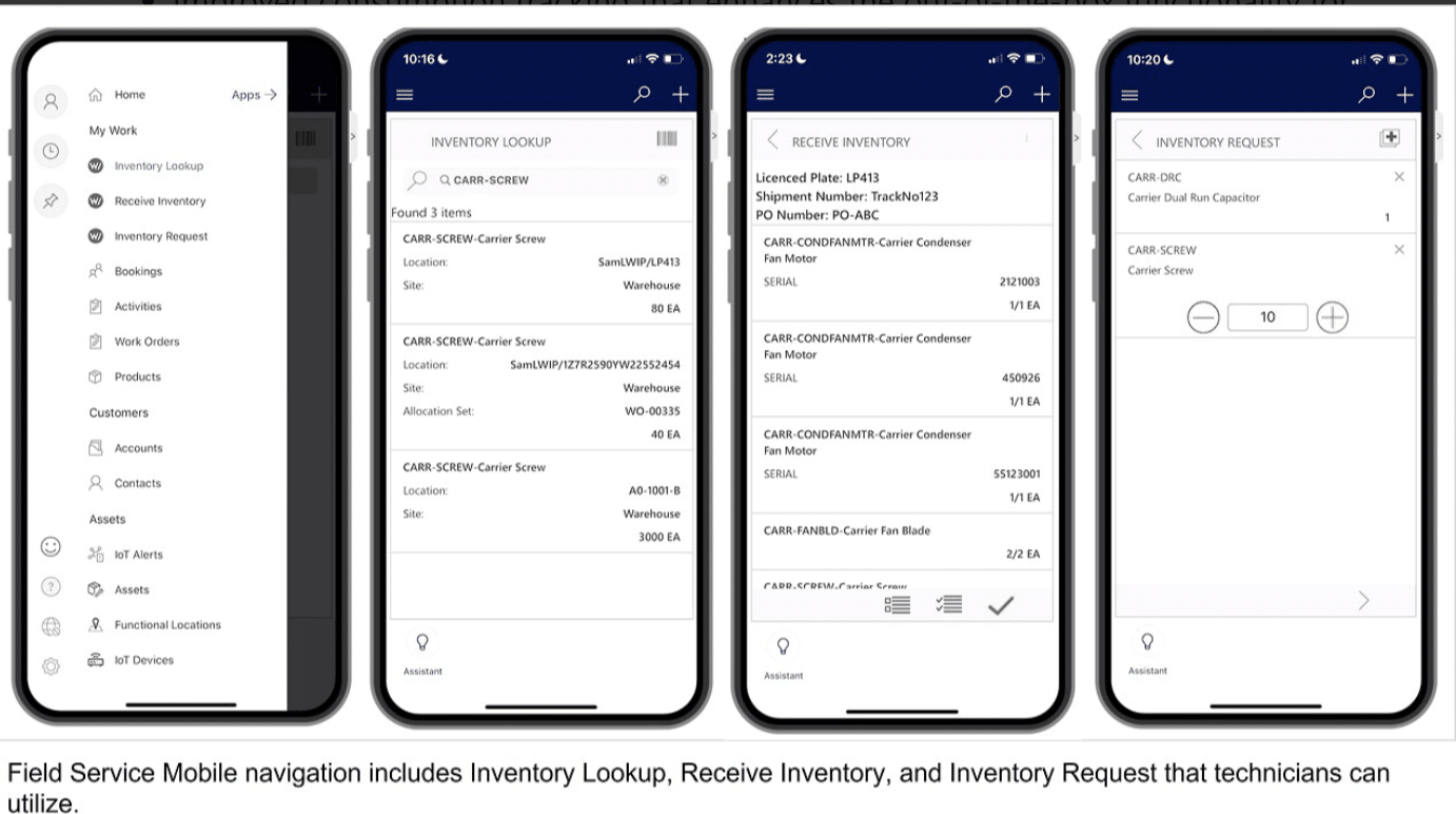 Field Service Mobile navigation