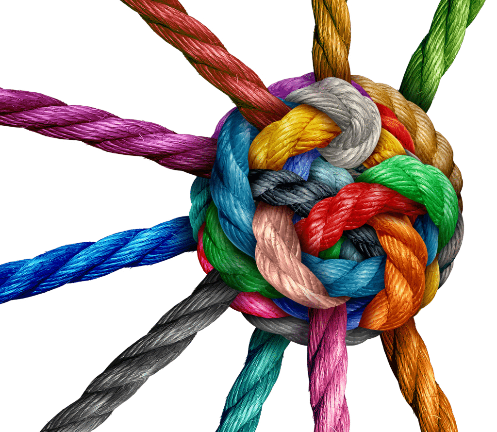 Colorful Knot Made from 9 Ropes