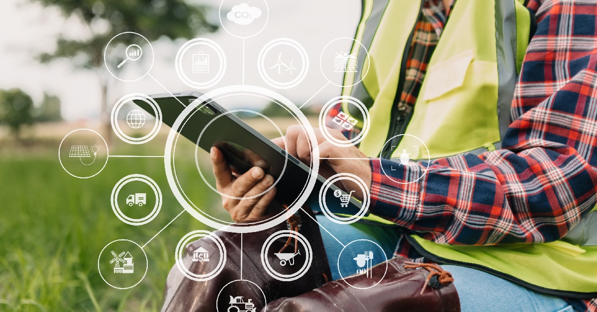 Field Service Technician Working on Tablet