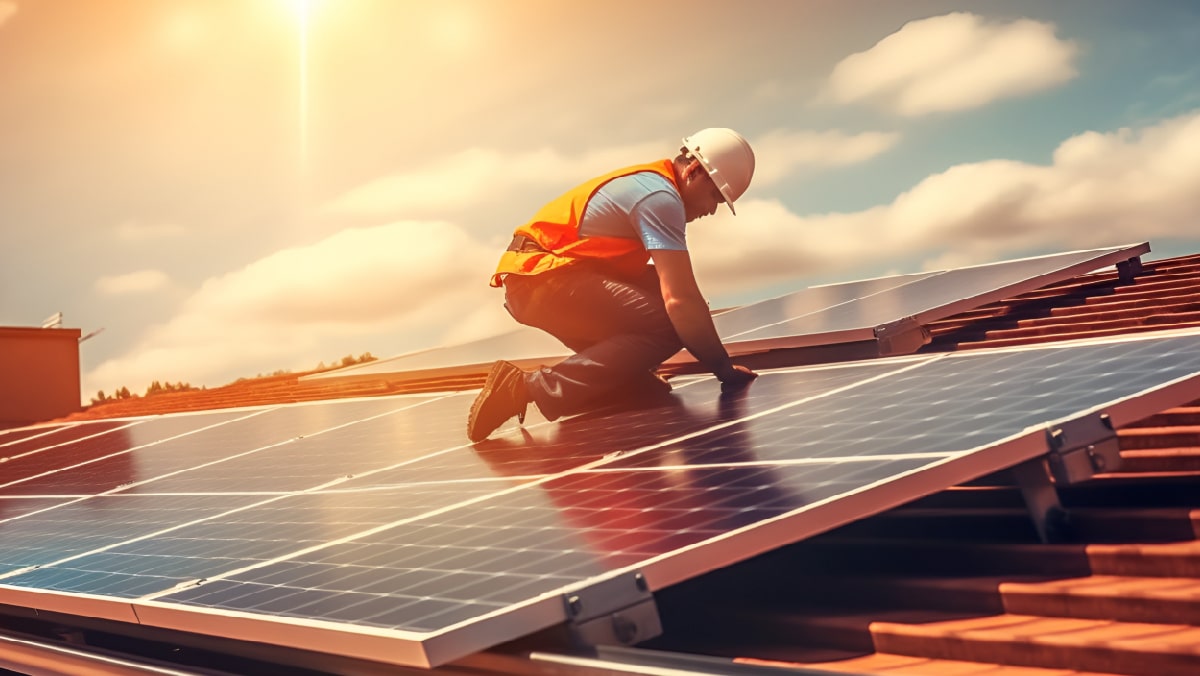 Field Service Technician Working on Solar Panels