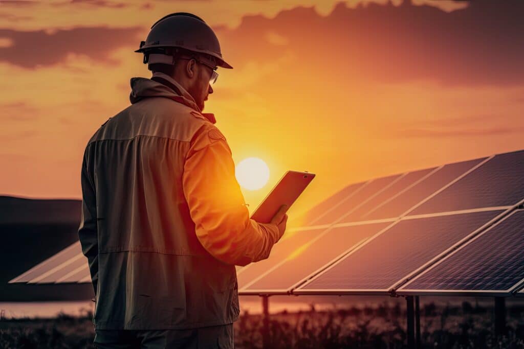 Field Service Technician Performing a Call at a Solar Field