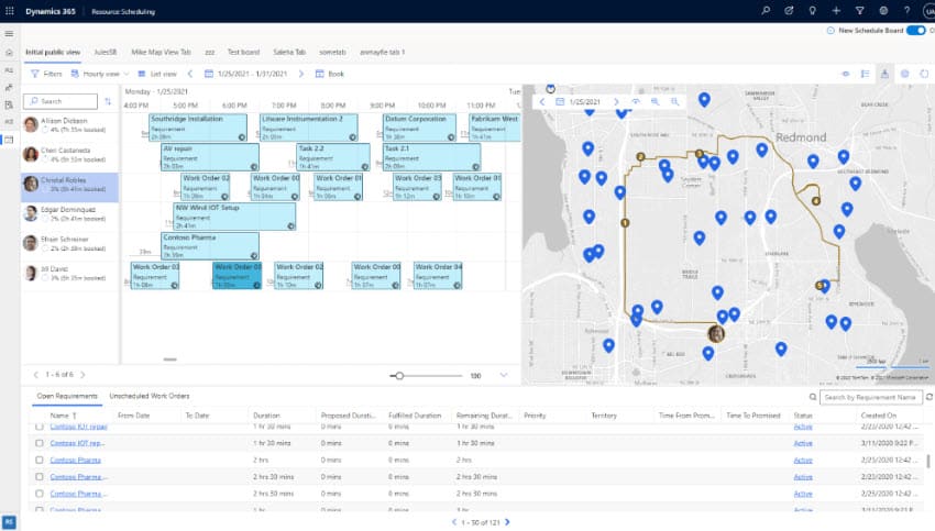 Scheduling & Dispatch dashboard in Dynamics 365 Field Service