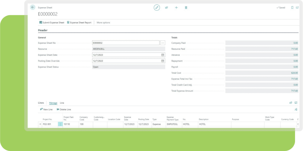 Progressus expense sheet