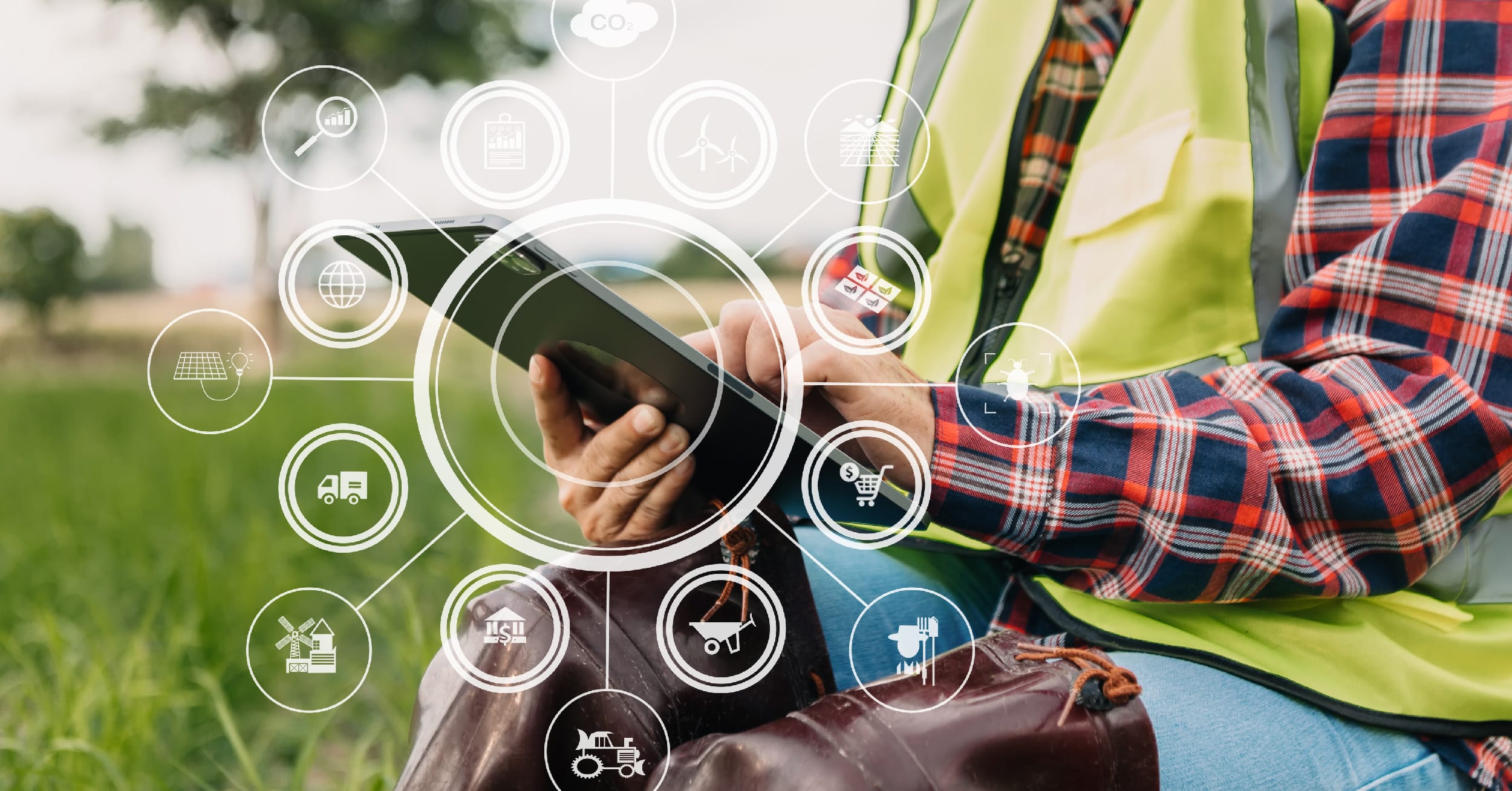 Field Service Technician Using AI With an AI Technology Overlay Hovers in Front of the Device