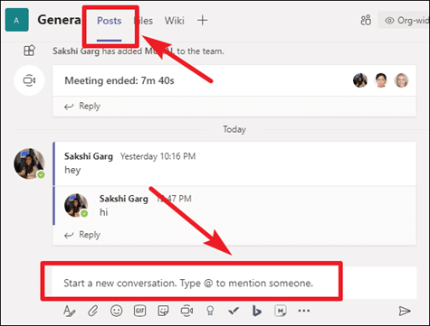 Microsoft Teams Posts Section
